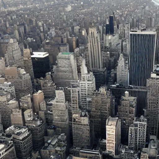 Image similar to Manhattan, but it\'s floating 10 feet above the ground