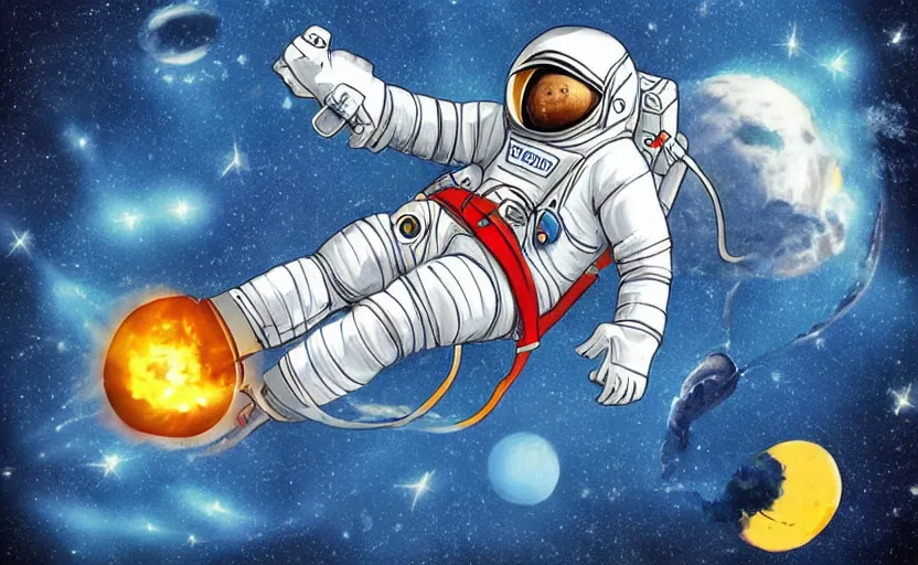 Image similar to astronaut on a nimbus could, mobius art style, trending on artstation, sharp focus, masterpiece