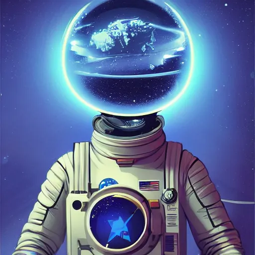 Image similar to an astronaut holding a star in a crystal ball, sci - fi art, cyberpunk art, illustrated by mike beeple winklemann, cgsociety contest winner, space art, artstation