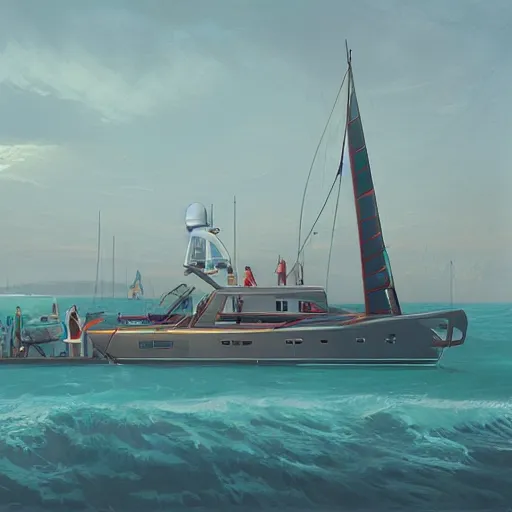 Image similar to yachting club by simon stalenhag