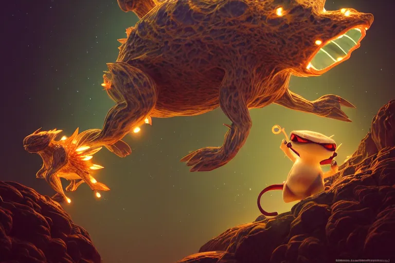 Image similar to pokemon creature in a alaska, backlit, warm tones, bioluminescent bioluminescent translucent translucent : : by michal karcz, daniel merriam, victo ngai and guillermo del toro : : ornate, dynamic, particulate, intricate, elegant, highly detailed, centered, artstation, smooth, sharp focus, octane render, 3 d