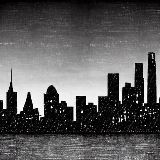 Prompt: Gotham city skyline, dark, stylized