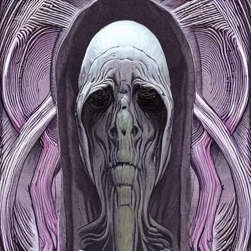 Prompt: Saggy Grandma Ghost | in the style of Wayne Barlowe