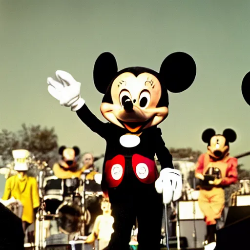 Image similar to mickey mouse performing at woodstock