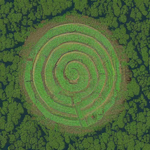 Image similar to top view of an illustration of an architectural plan view of a labyrinth of the deforestation in amazona crisis