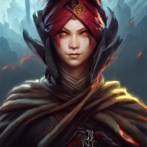 Image similar to dark and powerful unchanined ninja, D&D, fantasy, portrait, highly detailed, digital painting, trending on artstation, concept art, sharp focus, illustration, art by artgerm and greg rutkowski and magali villeneuve