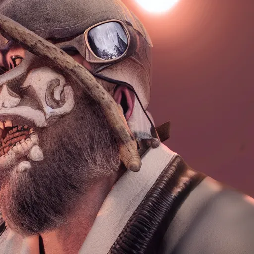 Prompt: hyper realistic octane cinema4d outlaw biker with a skull for a face