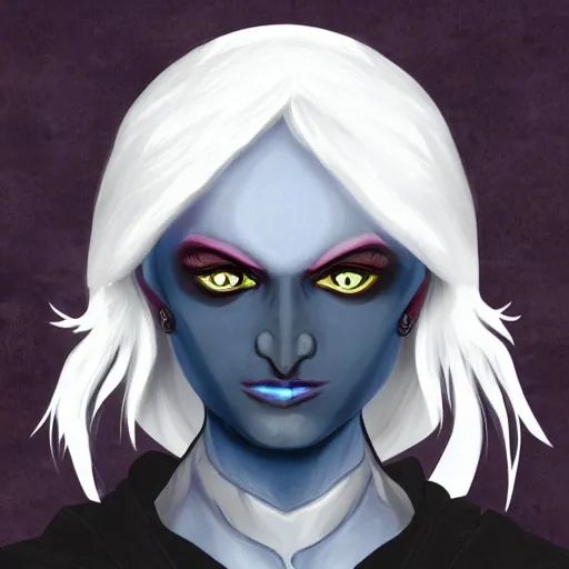 Prompt: Drow from D&D that wears a white mask, digital art