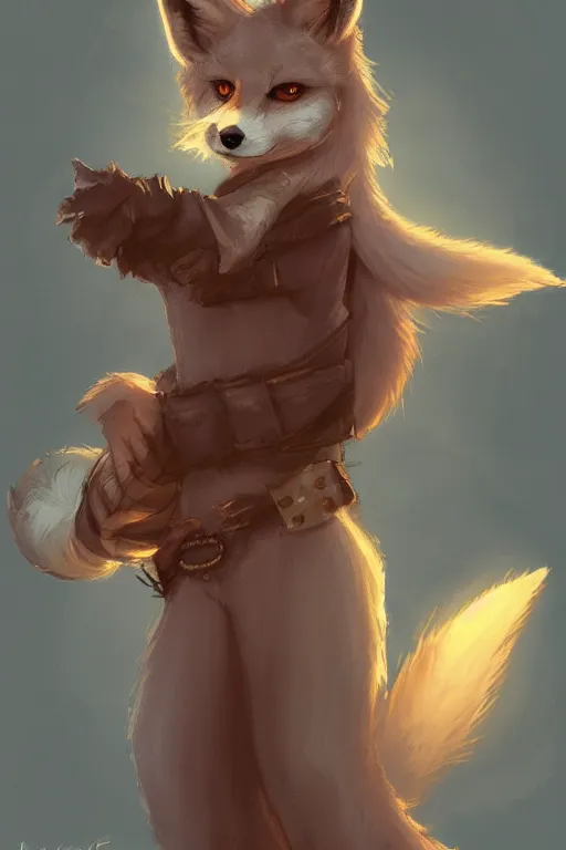 Image similar to an anthropomorphic medieval fox with a fluffy tail, backlighting, trending on artstation, digital art, furry art, trending on furaffinity, fantasy art, by kawacy