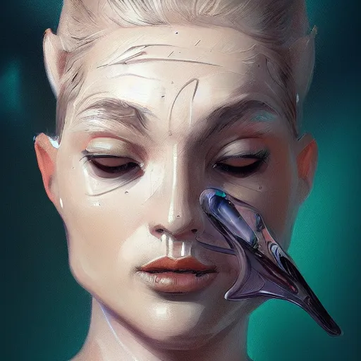 Image similar to concept art of scifi scientist by jama jurabaev, brush stroke, trending on artstation, upper half portrait, symmetry, headpiecehigh quality, extremely detailed