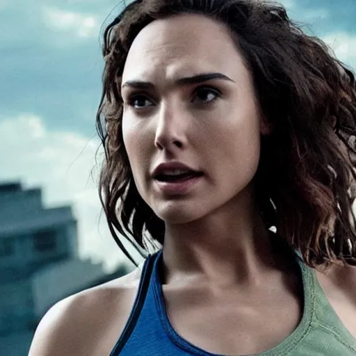 Prompt: movie still of gal gadot as female hulk in the remake of the incredible hulk (2035),