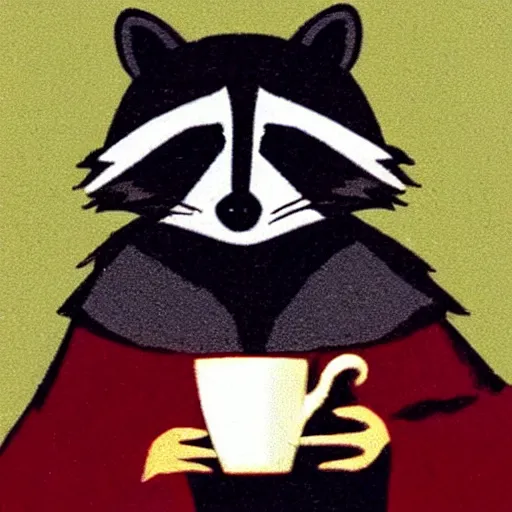 Image similar to a photograph of a racoon wearing a night gown holding a cup of wine