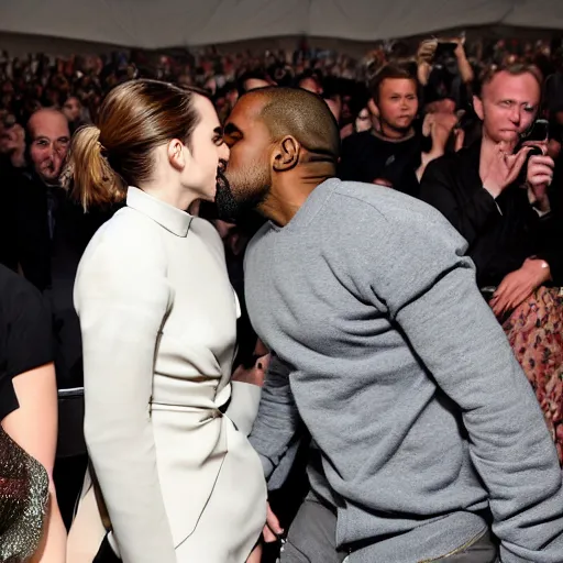 Prompt: Emma watson kissing kanye west while Elon musk is watching 4k