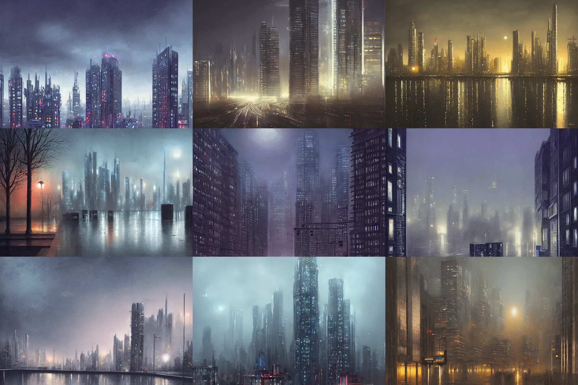 Prompt: a futuristic cityscape, science fiction, night lights, beautifully lit buildings, mystic hues, distant, sharp focus, smooth, volumetric lights, digital art by lee madgwick