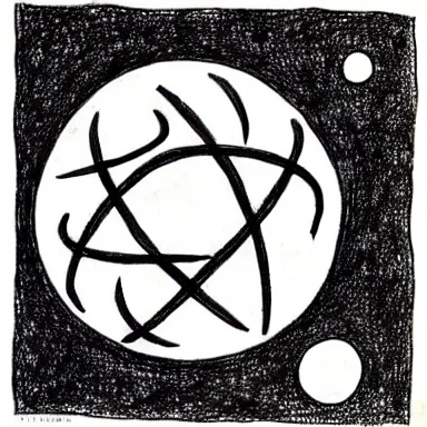 Prompt: an alchemical sigil for the moon, minimalist, pen and ink