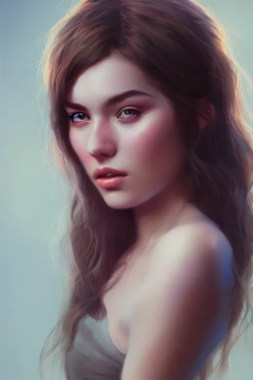 Image similar to portrait of a very beautiful young lady in style of Mandy Jurgens, 4k, hyper realistic, ultra details, trending on artstation, exquisite details, cinematic, sensual,