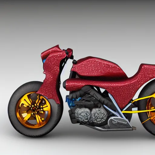 Prompt: motorcycle made from gummy candy, global illumination, photorealistic