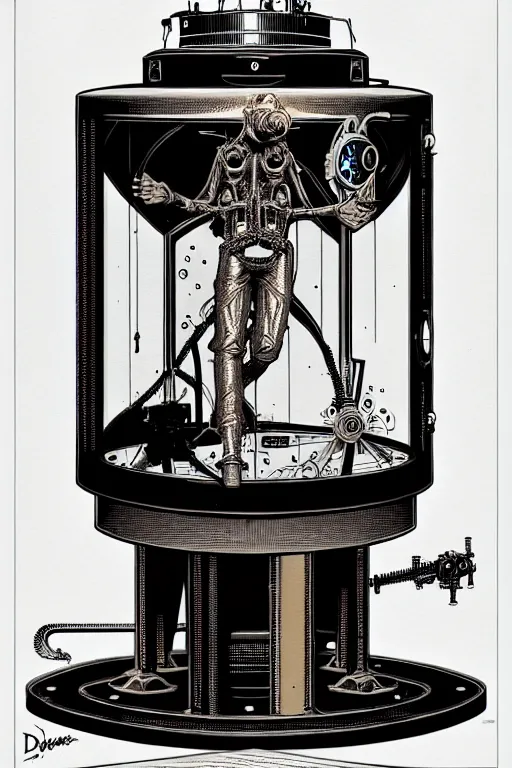 Image similar to steampunk cryo chamber containing a cyclops, high details, intricately detailed, by vincent di fate, inking, 3 color screen print, masterpiece, trending on artstation,, sharp, details, hyper - detailed, hd, 4 k, 8 k