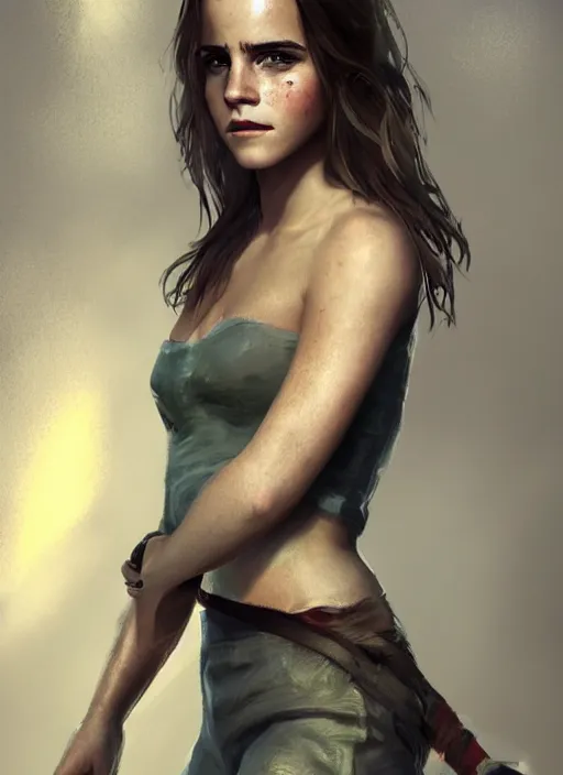Image similar to highly detailed full body portrait of emma watson gta 5 art, seductive, unreal engine, fantasy art by greg rutkowski
