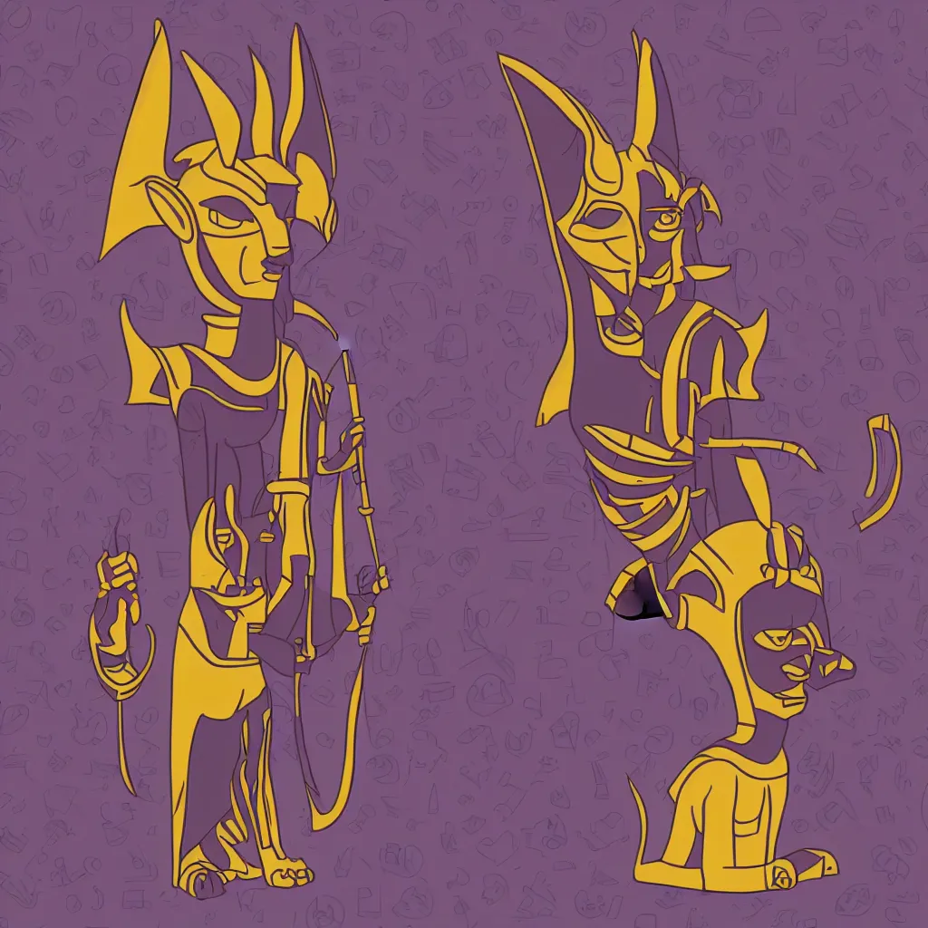 Image similar to a cute anubis god, digital art, iconic icon, 2 d vector logo, cartoon