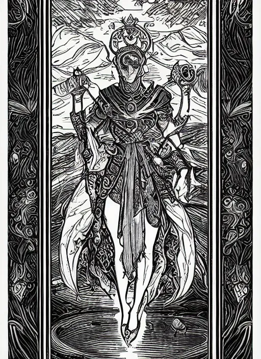Image similar to tarot card template layout _ by _ filipe _ pagliuso _ and _ justin _ gerard _ symmetric _ fantasy _ highly _ detailed _ realistic _ intricate _ port