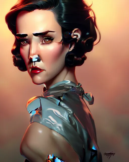 Image similar to a pin up and beautiful fashion charming dreamlke jennifer connelly, symmetrical face symmetrical eyes, character art, art by artgerm lau and wlop and and ilya kuvshinov and john singer sargent, joshua middleton comic art, frostbite 3 engine, cryengine