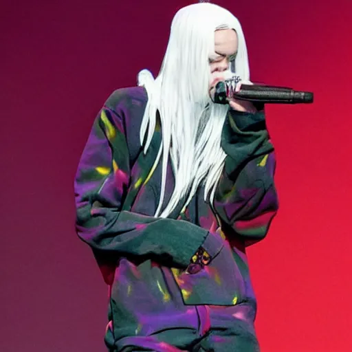 Image similar to extremely wrinkled skinny billie eilish with few hairs