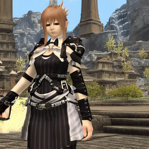 Prompt: a FFXIV character. Final Fantasy 14, portrait, video game screenshot, highly detailed