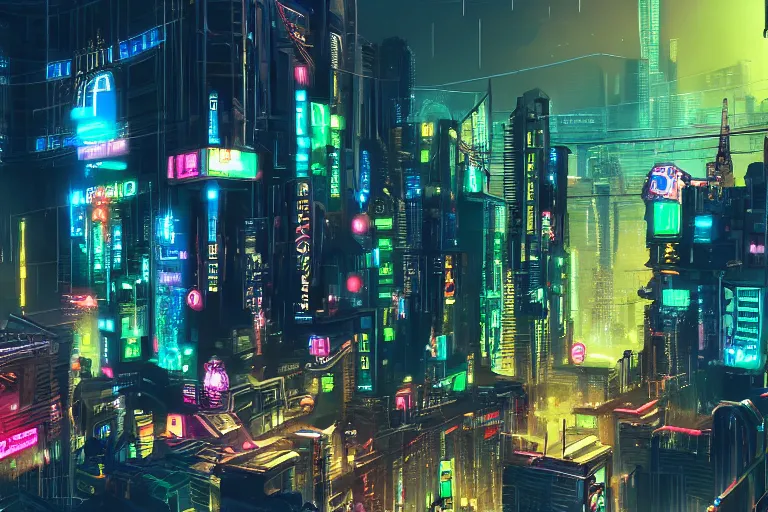 Prompt: cool cyberpunk city background, 4k, hyperdetailed, neon lights, trending on artstation