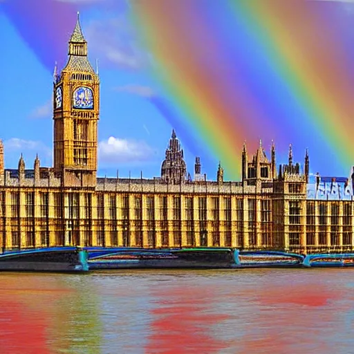 Image similar to Westminster palace painted the colours of the rainbow