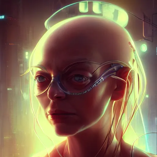 Image similar to beautiful portrait of a cyberpunk goddess who looks like Gollum , character design by charlie bowater, ross tran, artgerm, and makoto shinkai, detailed, soft lighting, rendered in octane