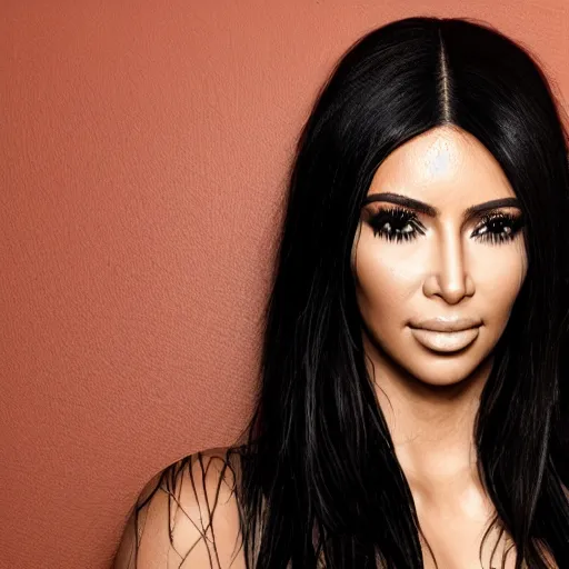 Prompt: studio photo of kim kardashian with face tattoos, professional photo, close up, studio lighting, high quality