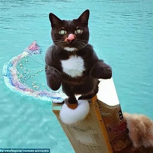 Image similar to a cat floating, very funny image