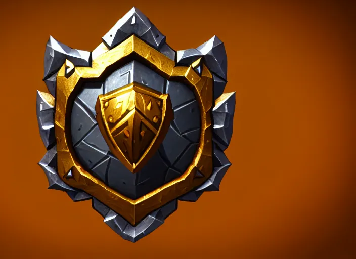 Prompt: gilded spiked wooden shield, stylized stl, 3 d render, activision blizzard style, hearthstone style