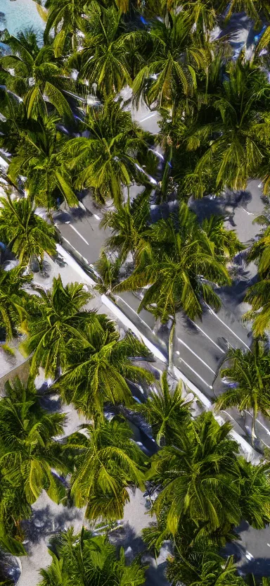 Image similar to highly aerial photo of walkway with palm trees, by shunji dodo, 8 k resolution, photo, high quality