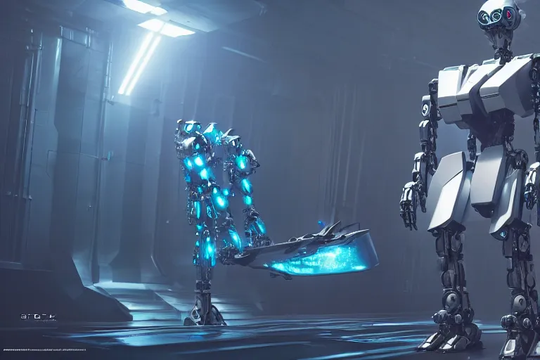 Prompt: cyberpunk alien concept inspired mecha robot, futuristic look, highly detailed body, very powerful, photorealistic camera shot, bright studio setting, studio lighting, crisp quality and light reflections, unreal engine 5 quality render