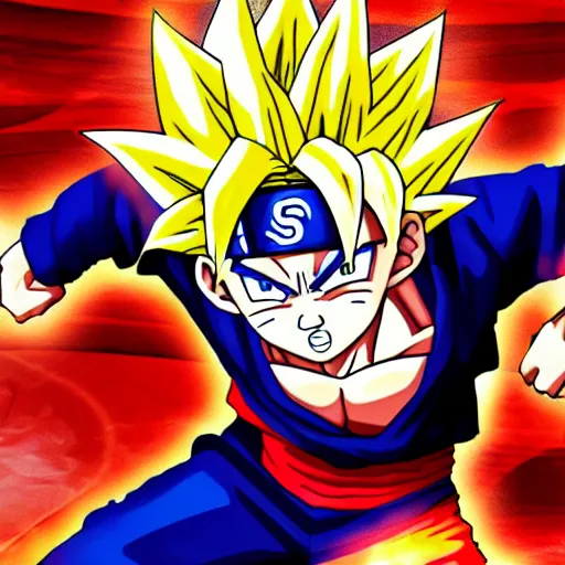 Image similar to fusion of goku and naruto, highly detailed, 4 k