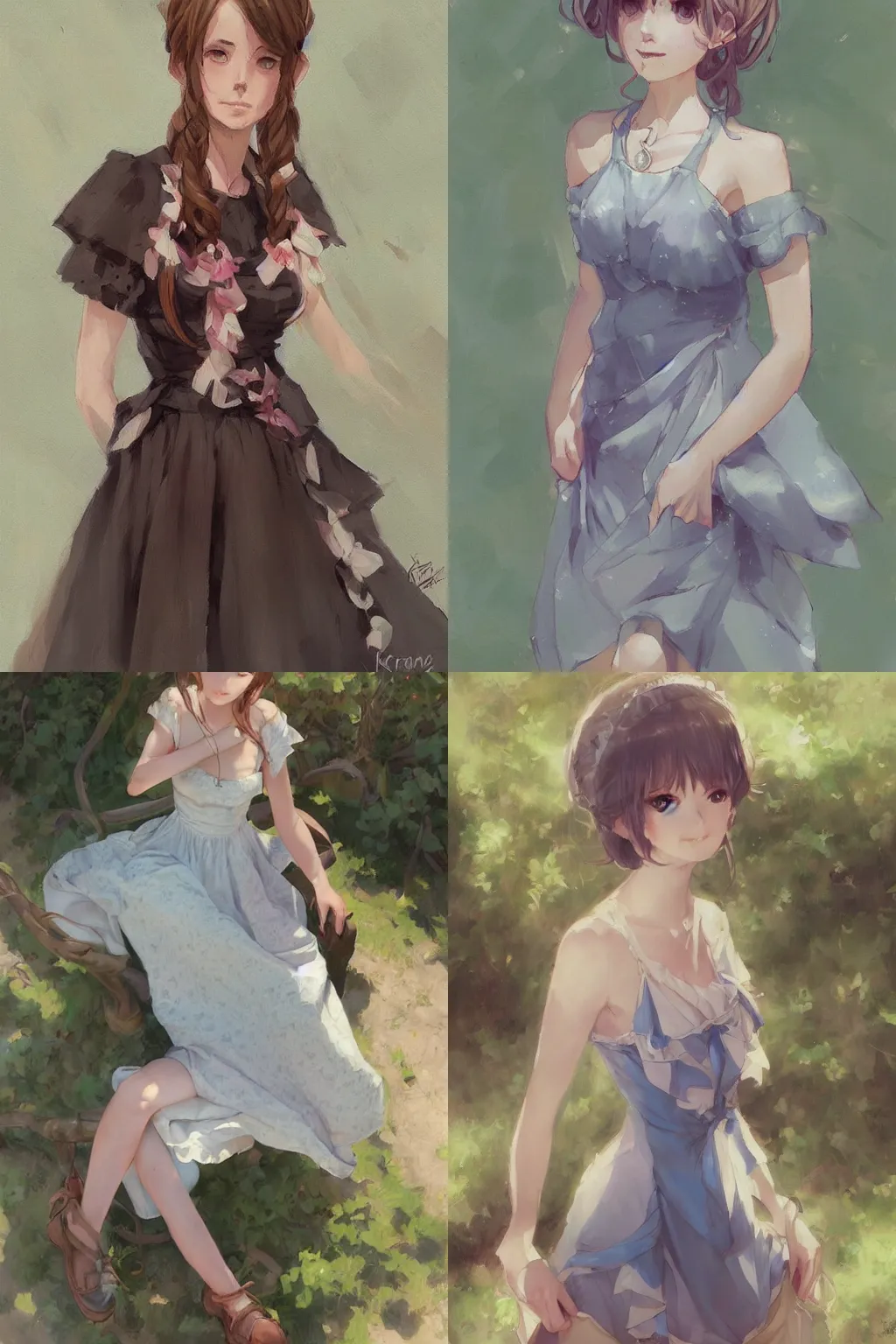 Image similar to a portrait of a beautiful woman in a summer dress by krenz cushart