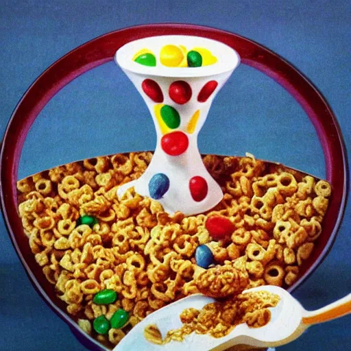 Image similar to surrealist bowl of cereal do not eat