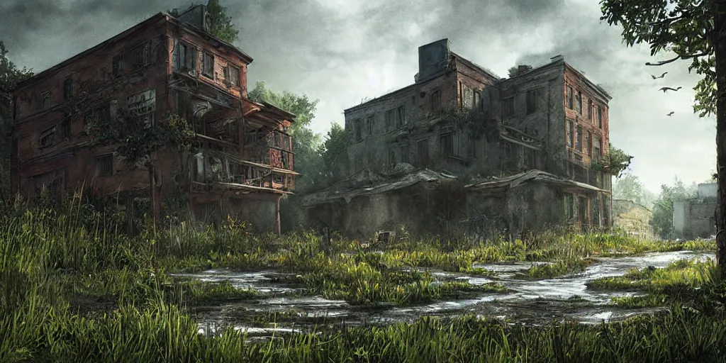 Image similar to landscape art in the style of The Last of Us Part 2, video game art, digital artwork