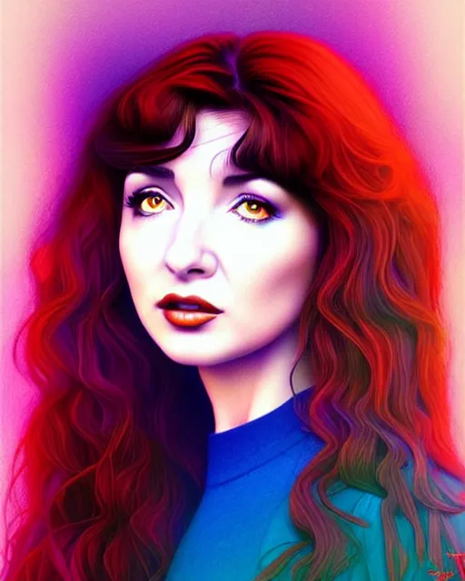 Image similar to richly detailed color illustration young kate bush illustrated by artgerm and mina petrovic and timothy kong and marina federovna. 3 d shadowing