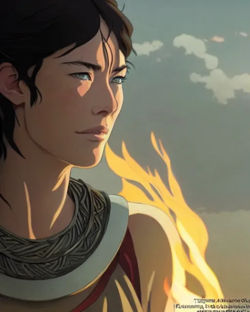 Image similar to azctec warrior, young lena headey, finely detailed, perfect face, exquisite details, fire magic, mid view, by studio muti, greg rutkowski makoto shinkai takashi takeuchi studio ghibli