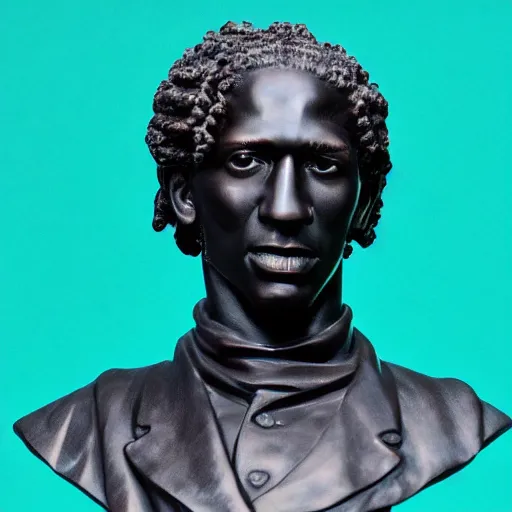 Image similar to a marble bust of Young Thug