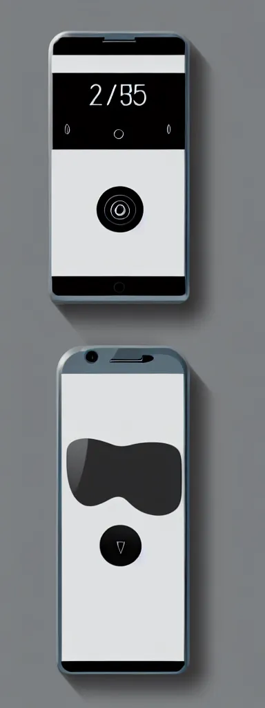 Image similar to futuristic smart phone designed by Dieter Rams, front view, cad photoshop concept, digital art, illustration