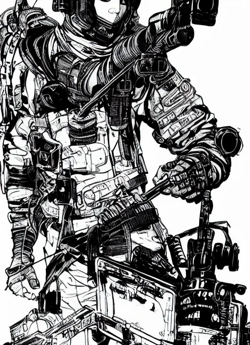 Image similar to cyberpunk blackops ninja. night vision. katana. portrait by ashley wood and alphonse mucha and laurie greasley and josan gonzalez and james gurney. spliner cell, apex legends, rb 6 s, hl 2, d & d, cyberpunk 2 0 7 7. realistic face. dystopian setting.