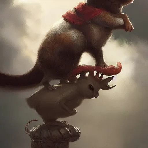 Image similar to a heroic mouse riding on the back of a prancing cat, photography, hyperrealistic, by greg rutkowski, smooth, illustration, elegant, artstation, digital painting.