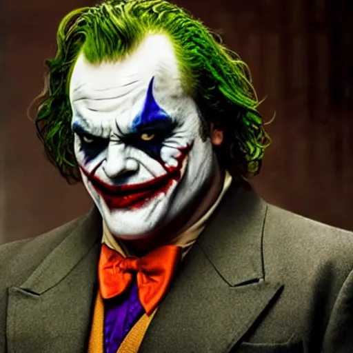 Image similar to jack black as the joker, movie still, 8 k