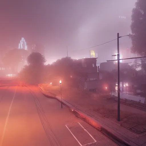 Image similar to an abandoned city with foggy weather and a storm, award winning, trending on artstation, unreal engine