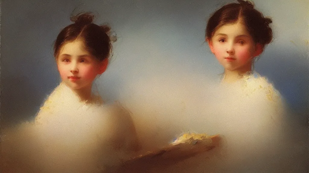 Prompt: A decent young girl portrait by Ivan Aivazovsky.