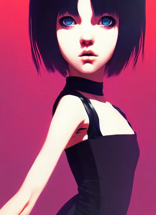 Image similar to a portrait of a pretty sewer punk young lady by ilya kuvshinov